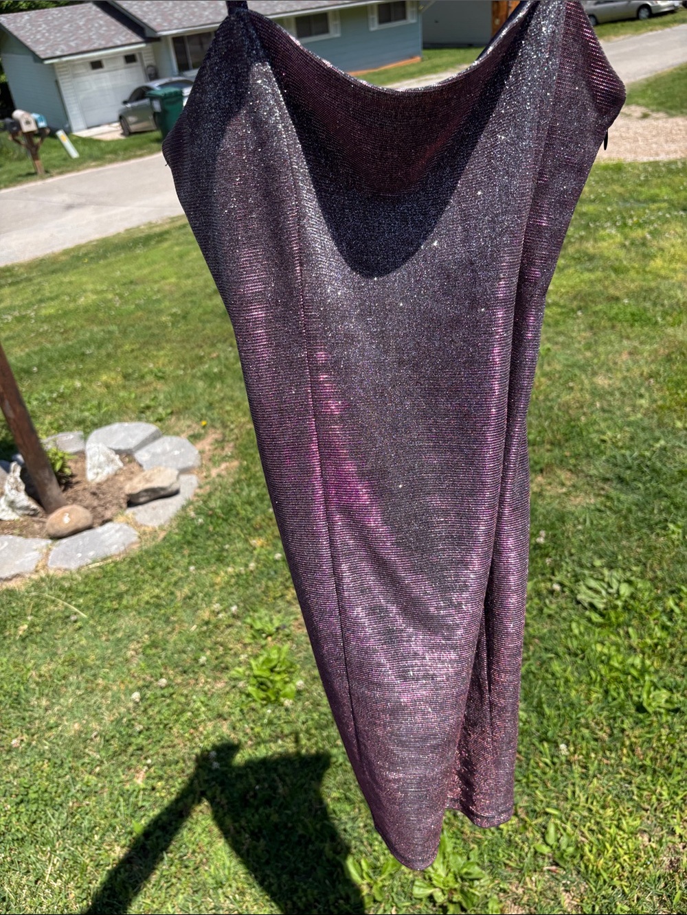 Forever 21 Iridescent Silver-Purple Slip Midi Dress
